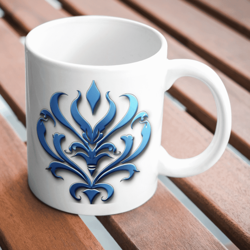 Elegant Blue Floral Emblem with Symmetrical Design, Radiating Royalty, Grace, and a Touch of Modern Artistry - Image 2