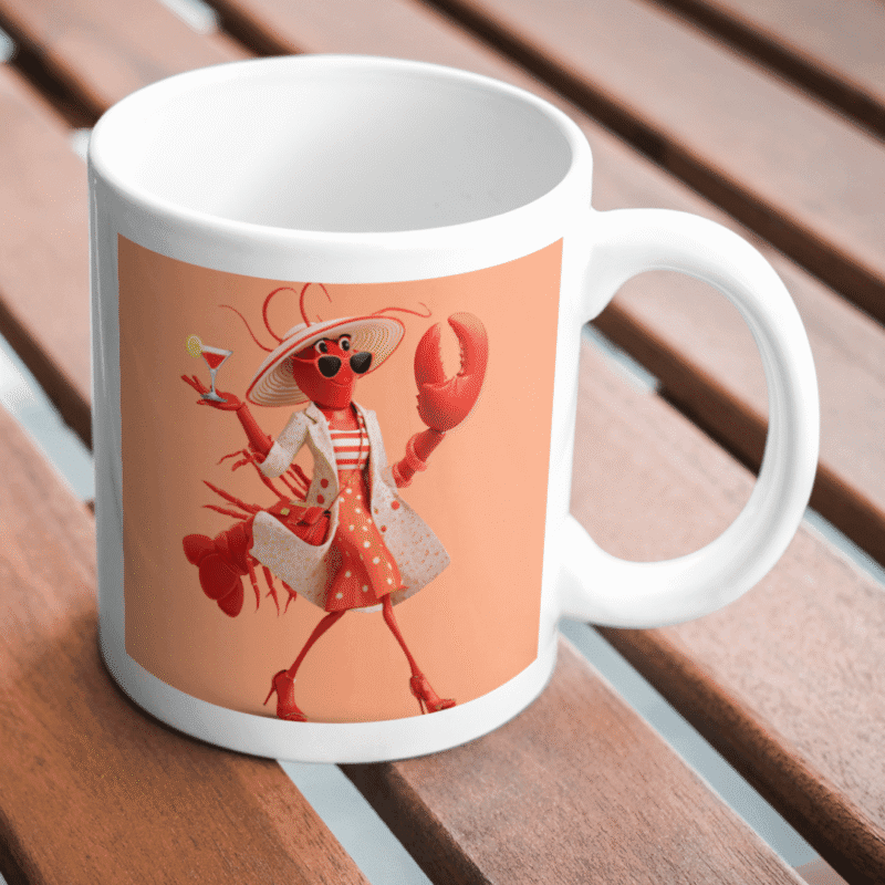 Stylish Lobster Diva Struts in Summer Chic With Cocktail, Heels, and Sassy Beach Vibes! - Image 2