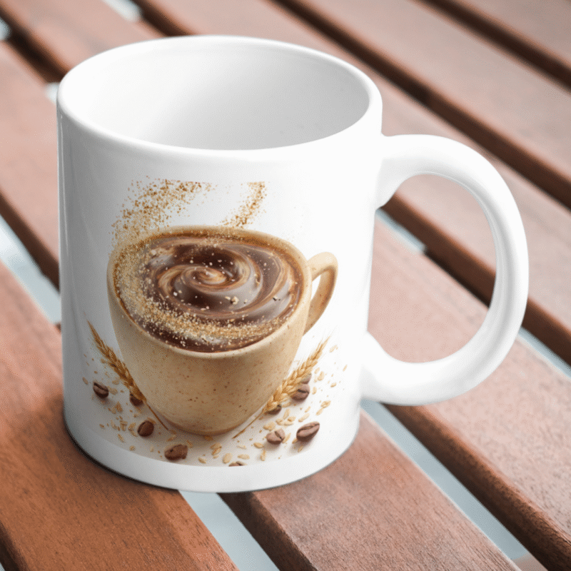 Wholesome Cup of Coffee Blended with Oats, Grains, and Magic Swirls for a Nourishing Sip - Image 2