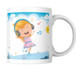 Happy Little Girl Listening To Music With Headphones Dancing Under Sunshine With Clouds And Musical Notes 2 - Product GuruJi Happy Little Girl Listening To Music