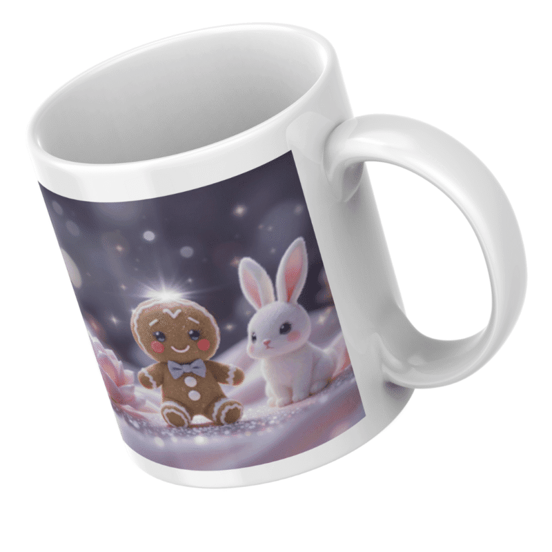 Magical Friendship in a Sparkling Fairyland: Gingerbread Boy and Bunny Bloom Amidst Dreamy Petal Lights - Image 5