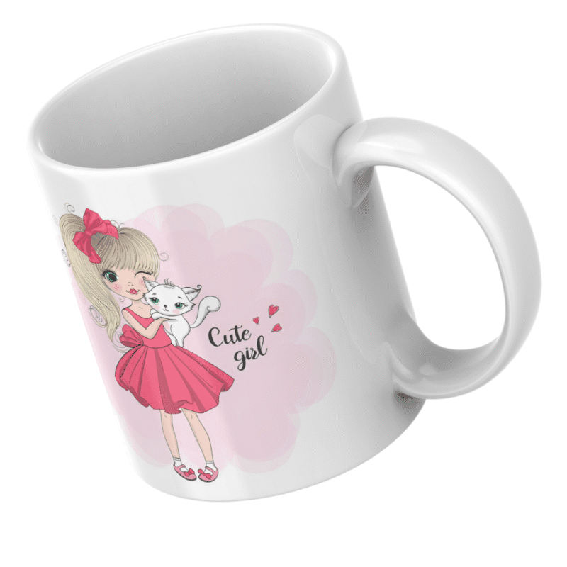 Adorable Cute Girl In Pink Dress Holding Sweet White Cat With Bow And Lovely Happy Smile - Image 5
