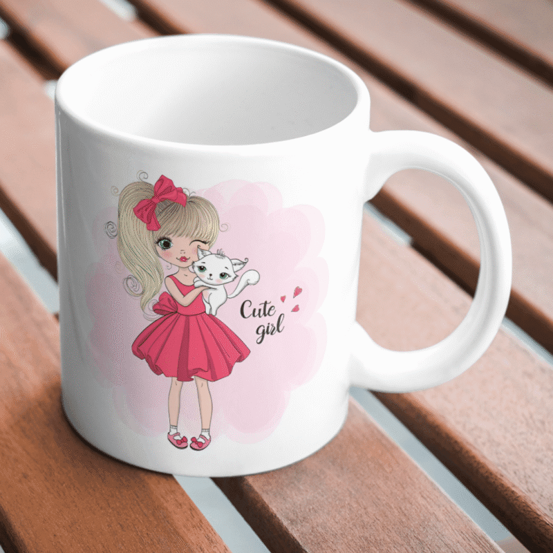 Adorable Cute Girl In Pink Dress Holding Sweet White Cat With Bow And Lovely Happy Smile - Image 2