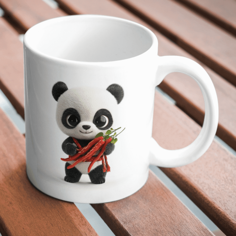 Spicy Panda Power: Cute Little Bear Holding Red Chilies with Flavor, Fun, Fire, and Cuteness Overload - Image 2