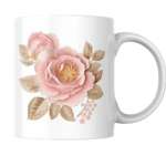 Elegant pink and gold floral arrangement with detailed petals, leaves, and decorative berries for design. 1 - Product GuruJi Elegant pink and gold floral