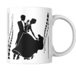 Romantic Couple Silhouette Dancing Elegantly Surrounded By Floral Frame Symbolizing Love Passion Grace Beauty Celebration 1 - Product GuruJi Romantic Couple
