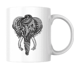 Intricate Black and White Elephant Mandala Design Featuring Tribal Patterns and Artistic Zentangle-Inspired Details 1 - Product GuruJi Intricate Black and White Elephant Mandala Design