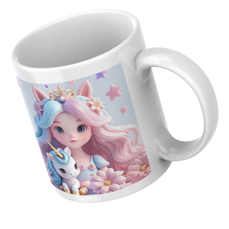 Magical Princess with Unicorn Friend in a Dreamy Fantasy Land of Stars and Blossoms - Image 4
