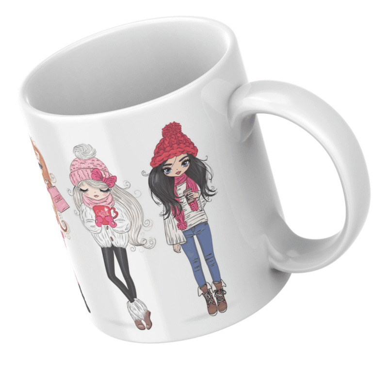 Trendy Cute Fashion Girls In Stylish Winter Outfits Holding Coffee Shopping Bags Hot Drinks Accessories - Image 5