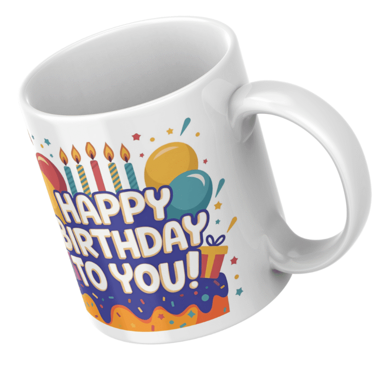Colorful Happy Birthday Celebration Cake Balloons Candles Confetti Party Gifts Festive Greeting Card Design - Image 5