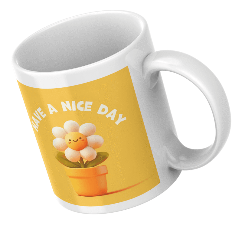Smiling Cute Flower Pot Illustration with Happy Face and Text Have a Nice Day Positive Vibes - Image 5