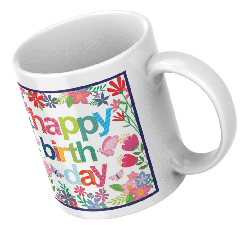 Colorful Floral Happy Birthday Greeting Card with Butterflies Flowers Bright Vibrant Celebration Design Decorative Pattern - Image 5