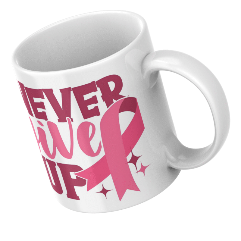 Inspirational Breast Cancer Awareness Poster Featuring Pink Ribbon and Motivational Message Never Give Up Design - Image 5