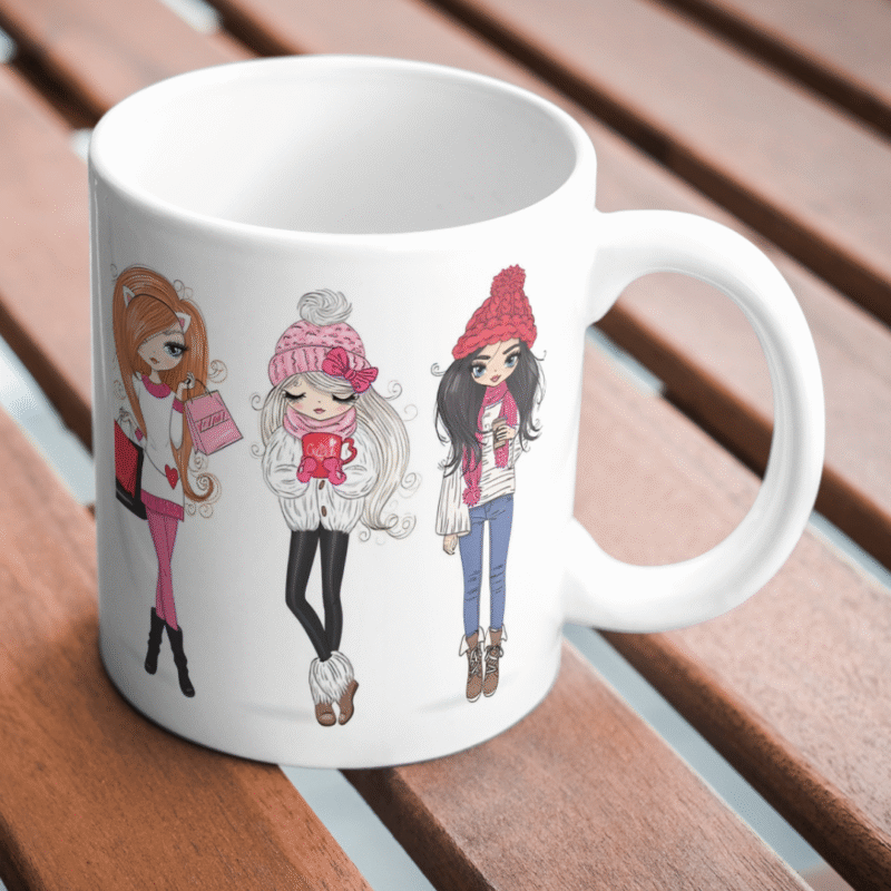 Trendy Cute Fashion Girls In Stylish Winter Outfits Holding Coffee Shopping Bags Hot Drinks Accessories - Image 2