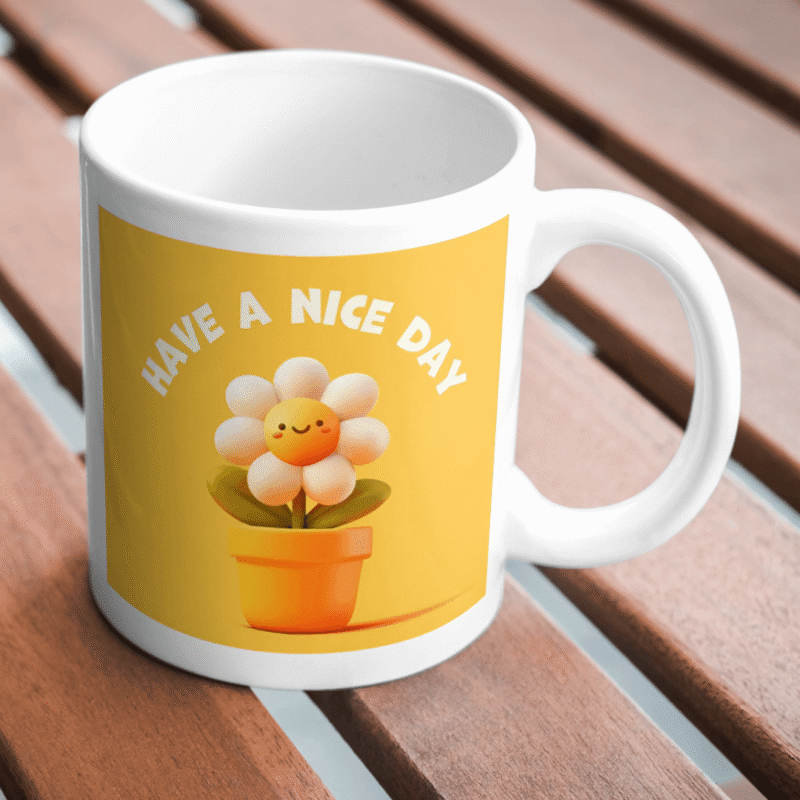 Smiling Cute Flower Pot Illustration with Happy Face and Text Have a Nice Day Positive Vibes - Image 2