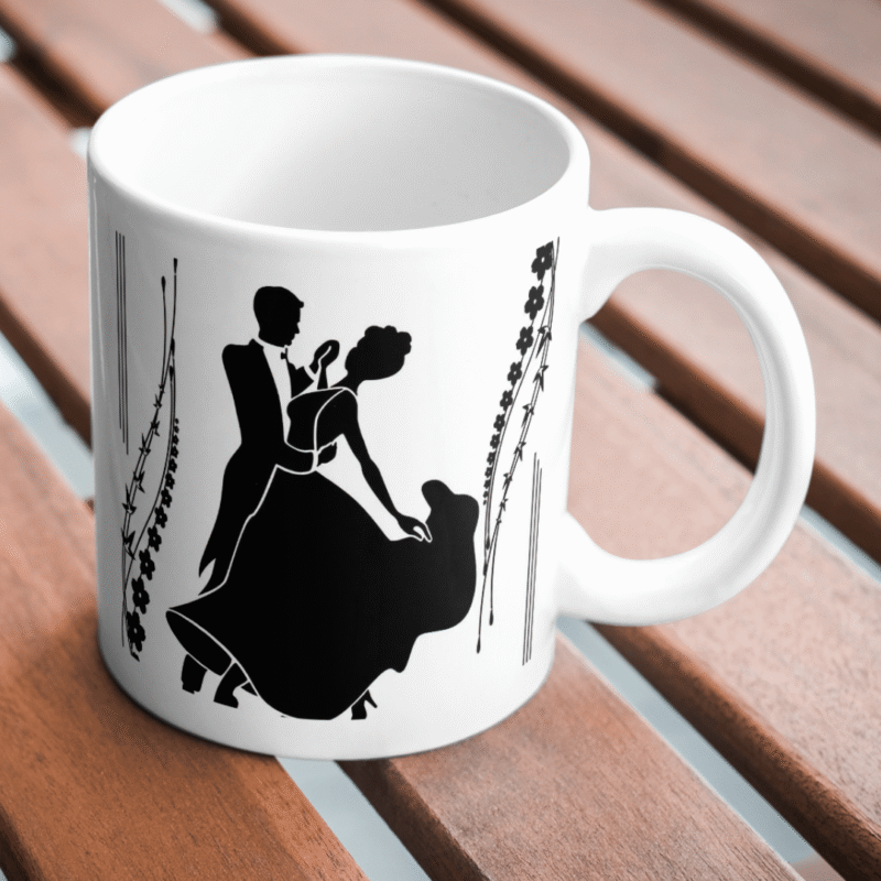 Romantic Couple Silhouette Dancing Elegantly Surrounded By Floral Frame Symbolizing Love Passion Grace Beauty Celebration - Image 2