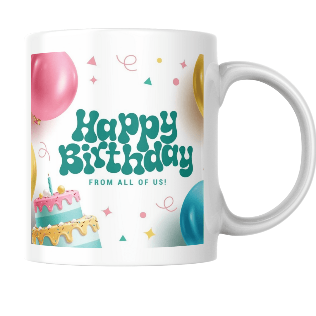 Colorful birthday celebration filled with balloons, cake, and festive joy