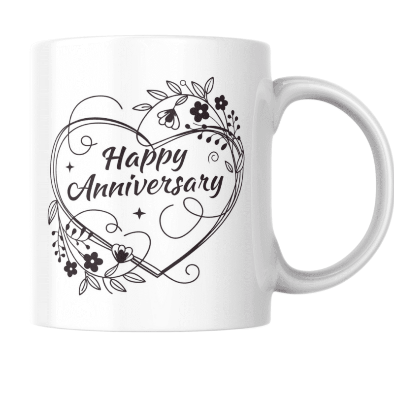 Home 18 - Product GuruJi Elegant Heart-Shaped Floral Design Wishing Happy Anniversary Greetings