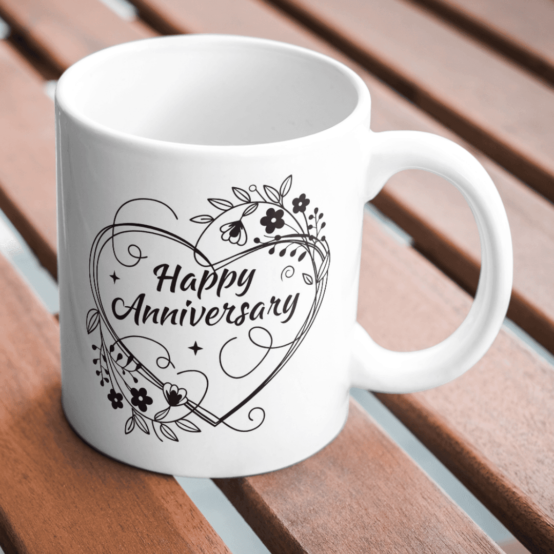 Home 19 - Product GuruJi Elegant Heart-Shaped Floral Design Wishing Happy Anniversary Greetings
