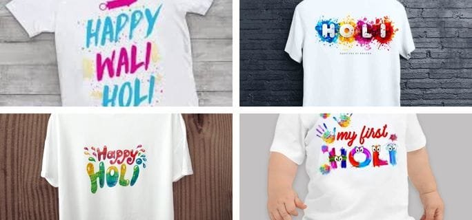 Holi festival t-shirt for women and kids vibrant color splash festive wear stylish Holi outfit colorful printed tees family Holi celebration clothing