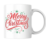 Festive Merry Christmas design with bright red lettering and green holiday accents