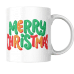 Festive Merry Christmas Celebration Greeting in Bright Colors Mug