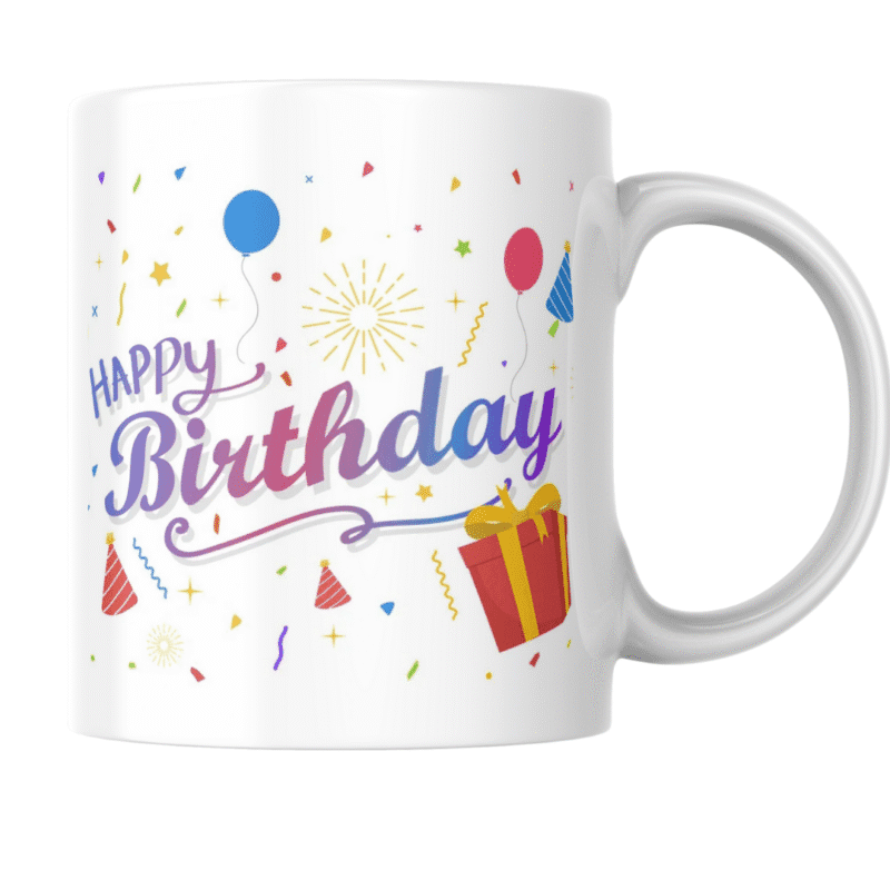 Colorful birthday celebration bursting with balloons, confetti, gifts, and joy