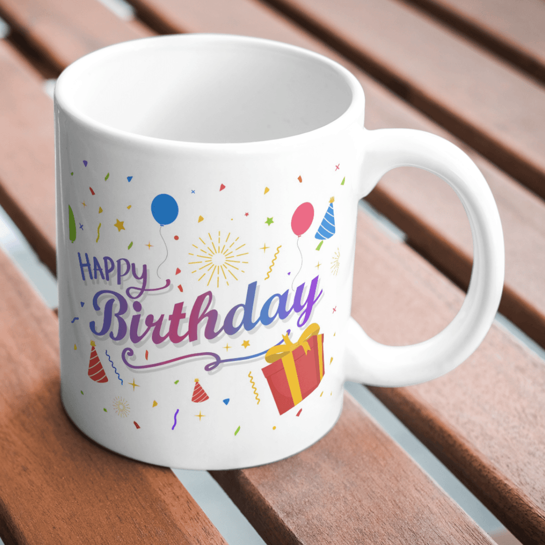 Colorful birthday celebration bursting with balloons, confetti, gifts, and joy