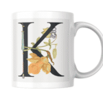 Elegant Floral K With Vintage Botanical Artistic Style Mug
