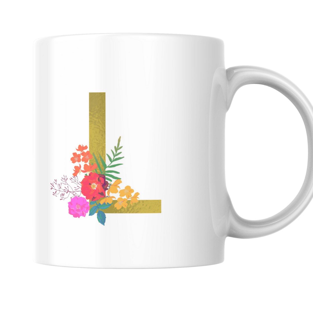 Beautiful Letter L Embellished With Fresh Blooming Flowers Mug