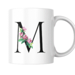 Elegant Letter M Adorned With Soft Pink Florals Mug