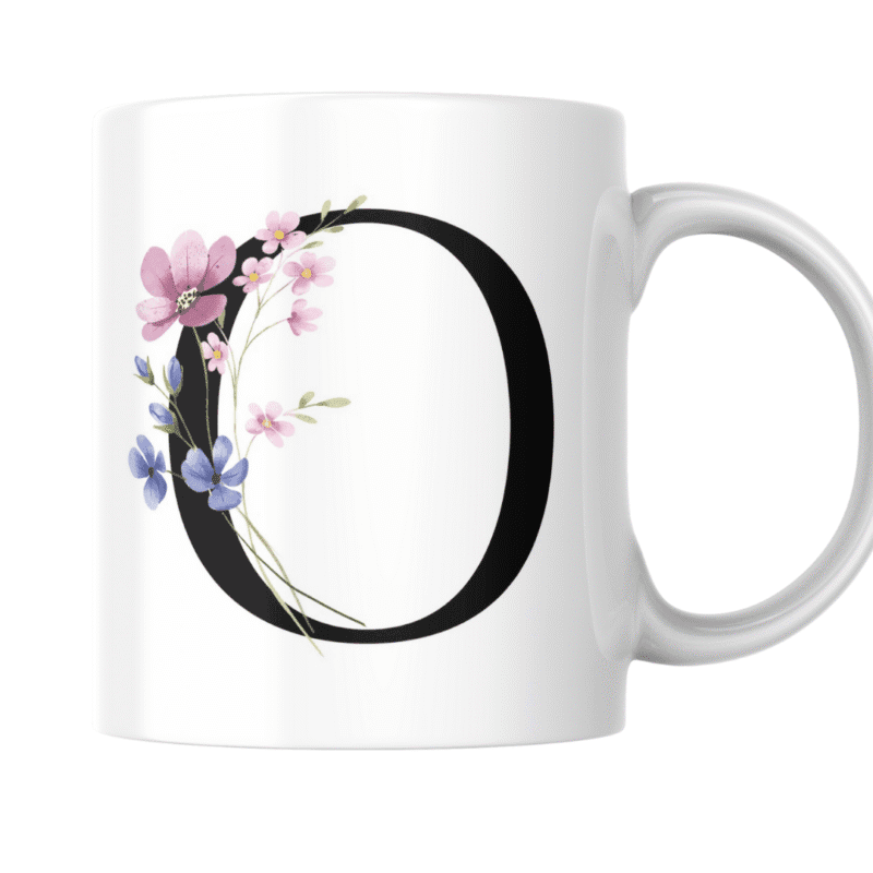 Elegant Floral O Design With Soft Pink And Blue Blooms Mug