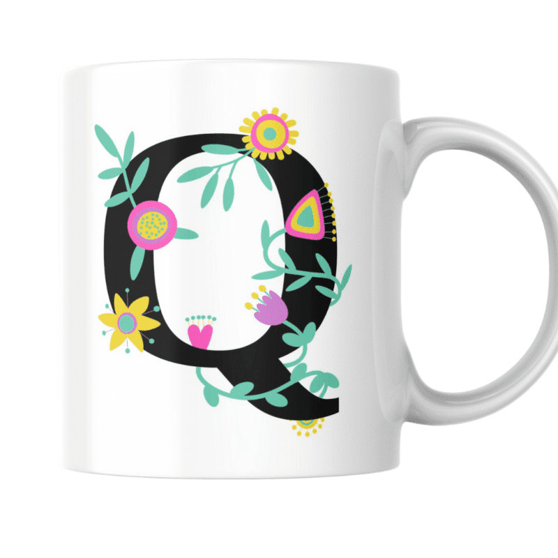 Bright Floral Q Monogram With Colorful Decorative Elements Mug