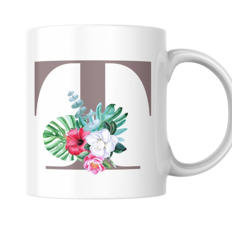 Tropical Floral T Monogram Blossoming With Exotic Elegance