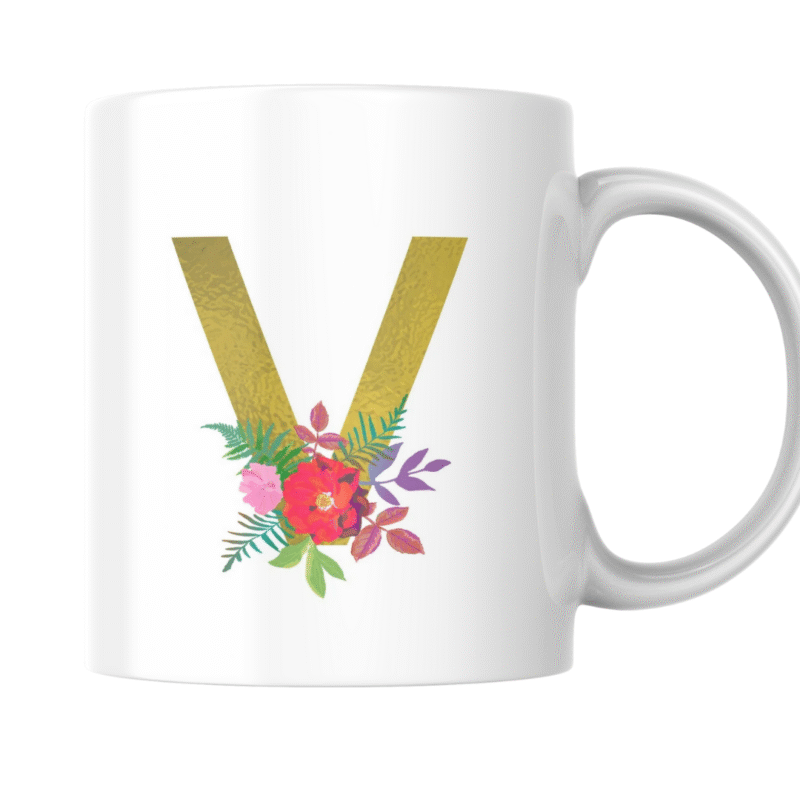 Golden V Monogram Adorned With Vibrant Blooming Florals