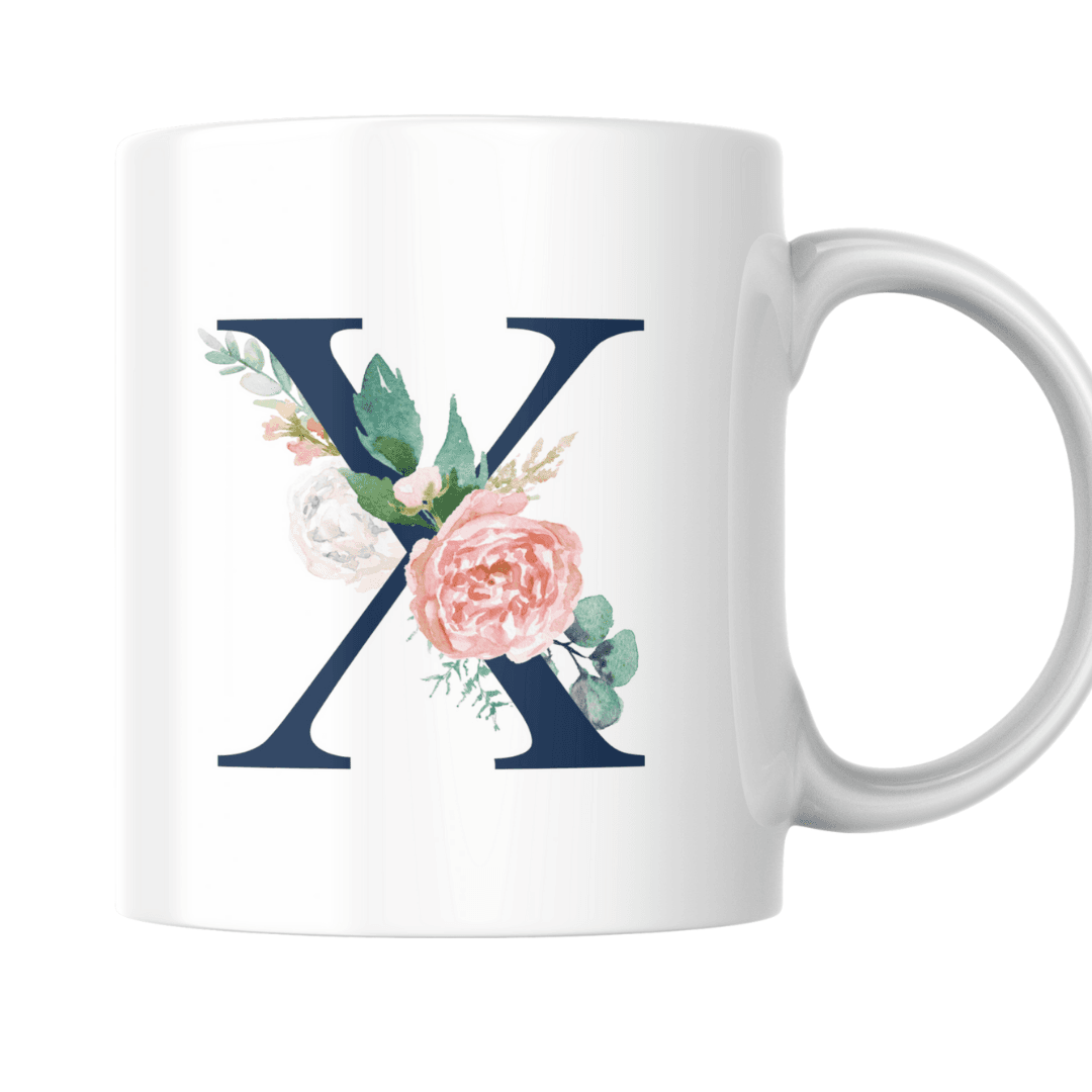 Charming X Monogram Adorned With Elegant Watercolor Florals Mug