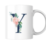 Graceful Y Monogram Accented With Soft Watercolor Florals Mug