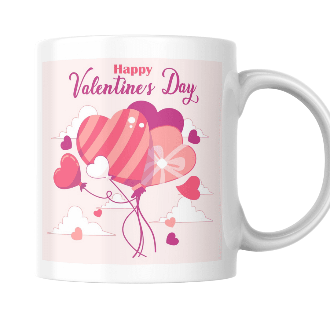 Colorful Heart Balloons Floating High Spreading Valentine Love