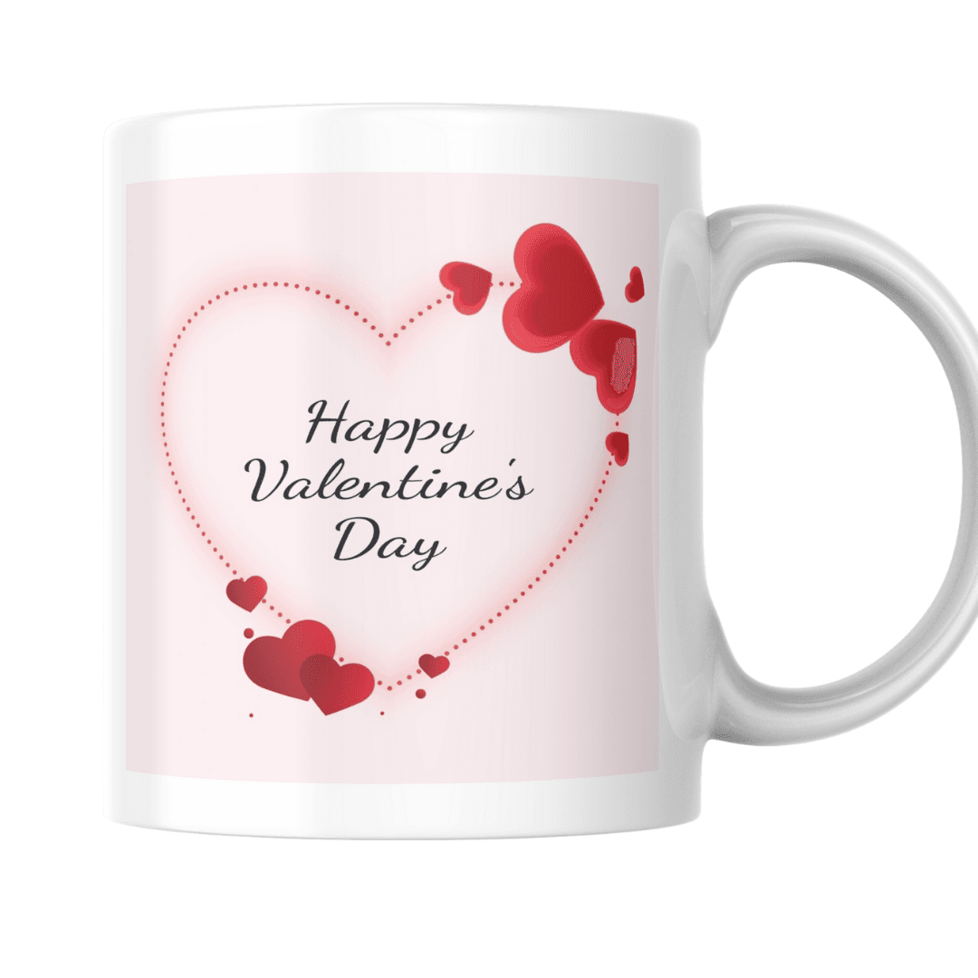 Elegant Red Hearts Framing a Romantic Valentine’s Day Message Mug