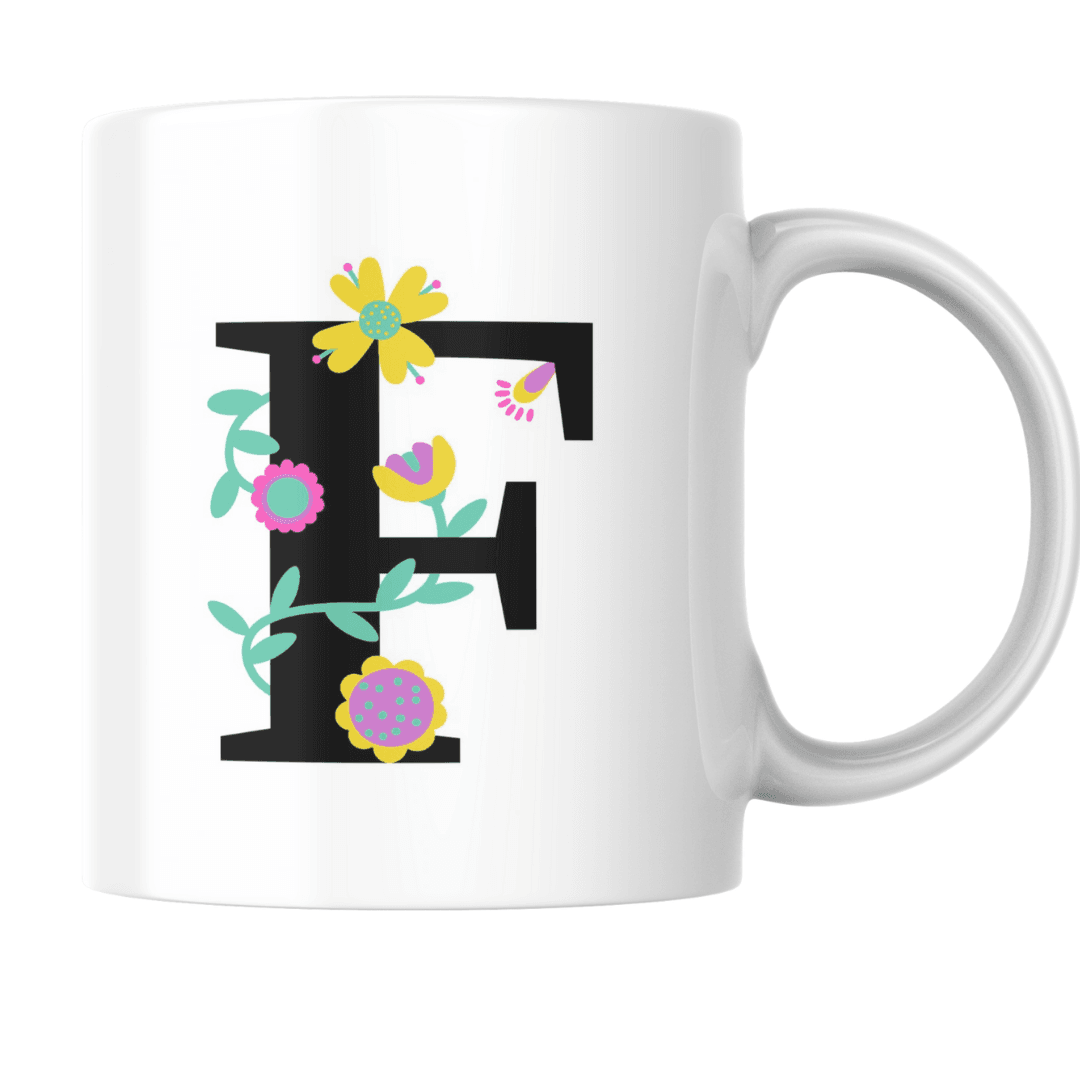 Colorful Floral Decorations Enhancing a Stylish Bold Letter F