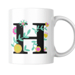 Colorful Floral Vines Decorating a Bold Stylish Letter H Mug