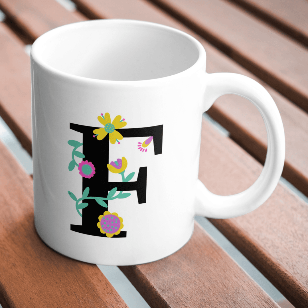 Colorful Floral Decorations Enhancing a Stylish Bold Letter F