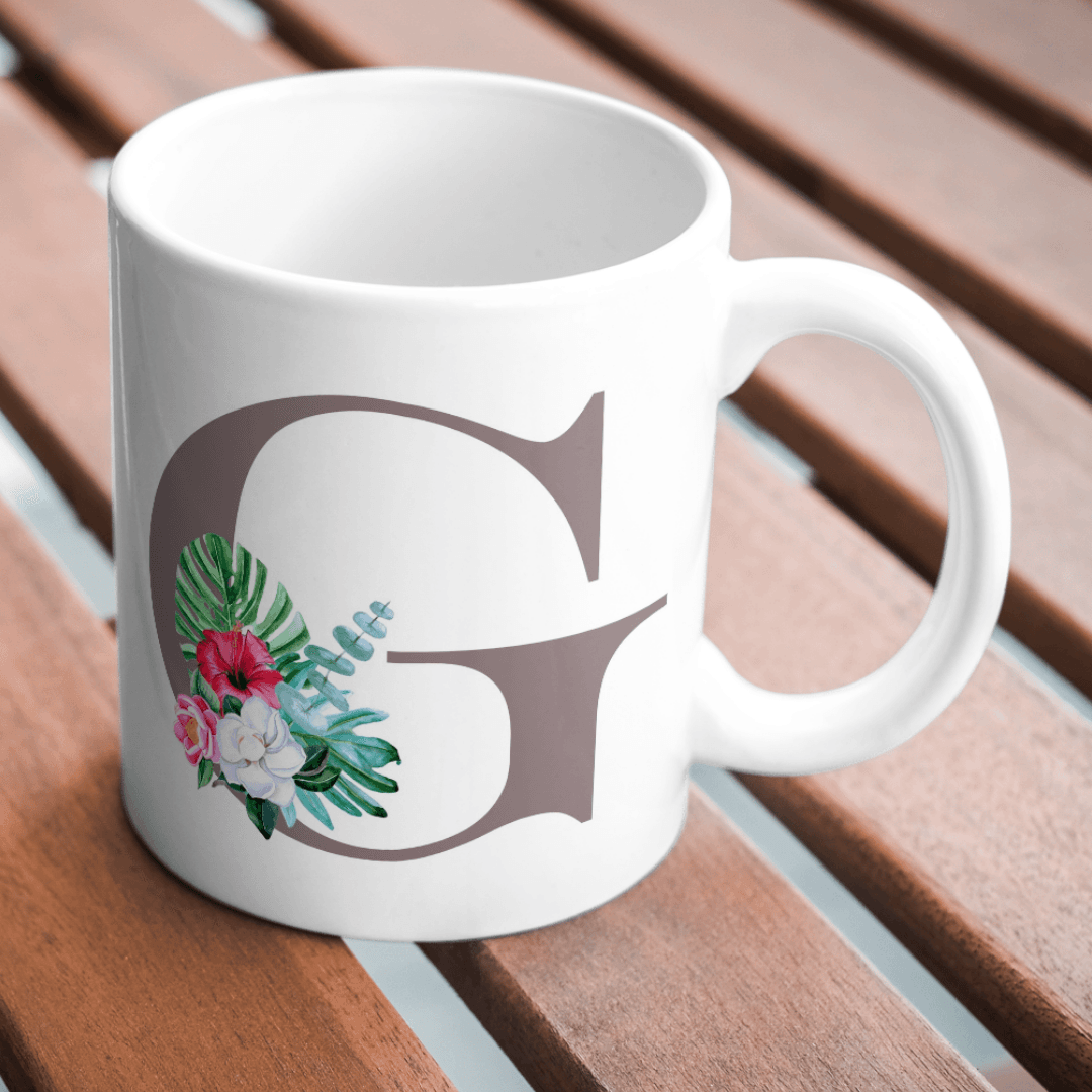 Elegant Floral Watercolor Arrangement Enhancing the Graceful Letter G Mug