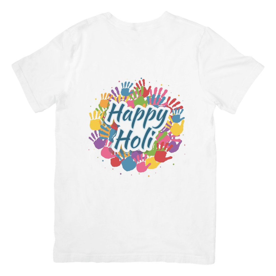 Home 14 - Product GuruJi Colorful Handprints Spreading Joy In Vibrant Holi Celebration - T-SHIRT