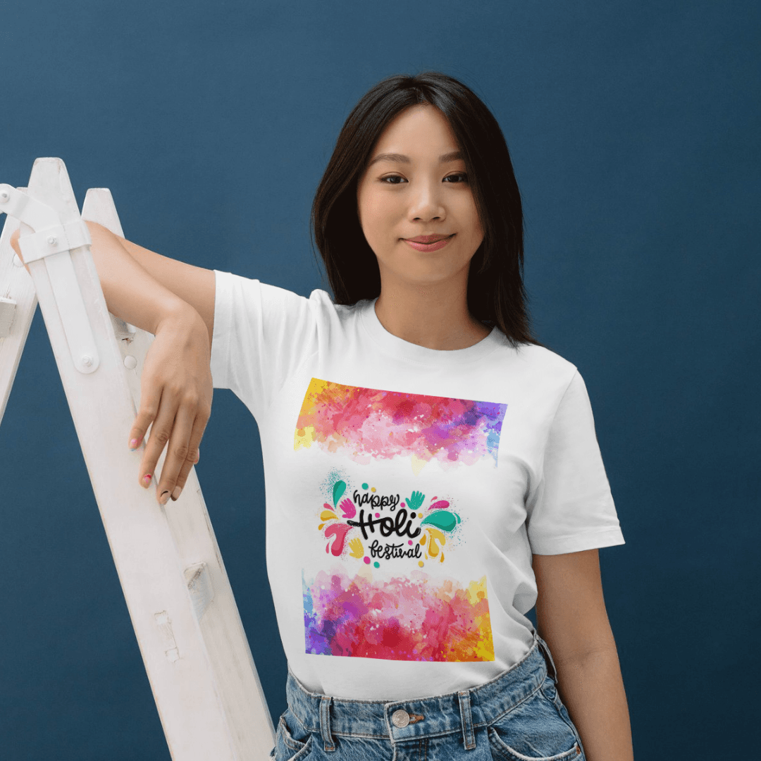 Colorful splashes create a joyful and vibrant Holi celebration - tshirt