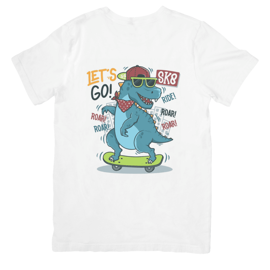 Home 13 - Product GuruJi Cool Dino Skater Riding Fast With Fearless Style - T- SHIRT