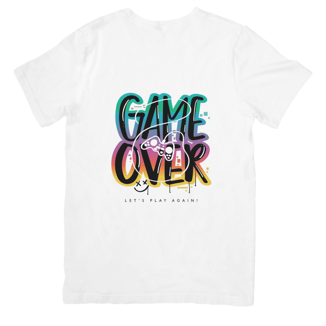 Home 13 - Product GuruJi Colorful Game Over Graphic With Playful Retro Vibes - TSHIRT