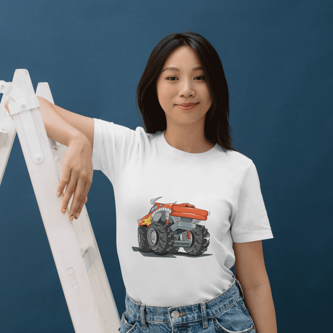 Fiery Monster Truck Powering Forward With Unstoppable Force - T-SHIRT