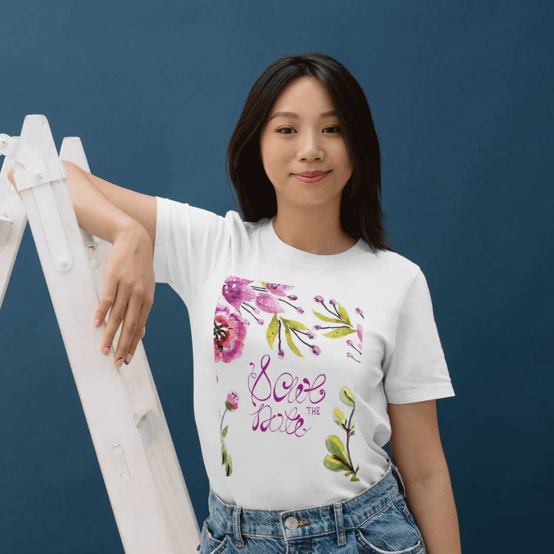 Elegant Floral Save The Date Invitation Design Theme - TSHIRT 5 - Product GuruJi Elegant Floral Save The Date Invitation Design Theme - TSHIRT