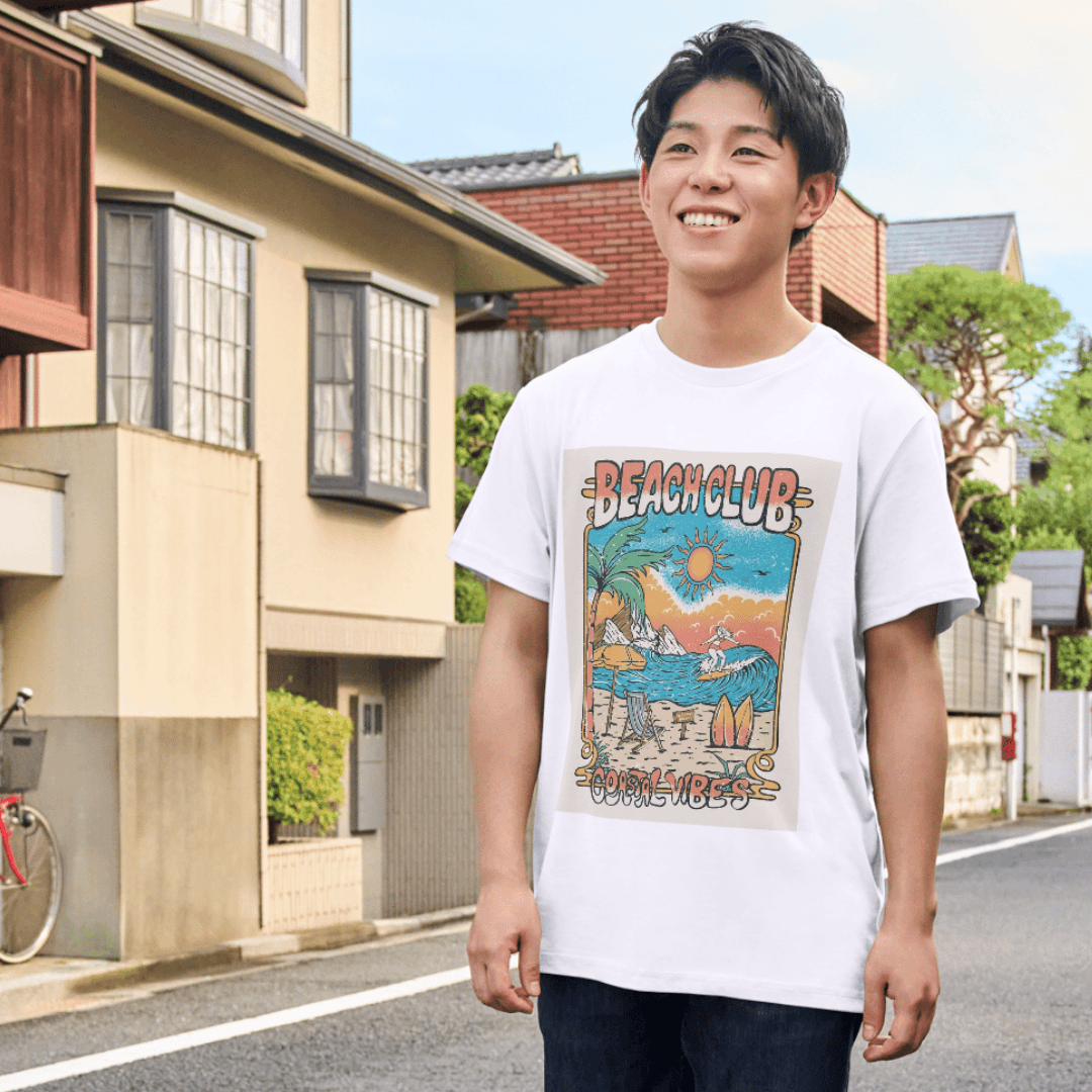 Beach Club Coastal Vibes Under A Colorful Sunset - T-SHIRT 6 - Product GuruJi Beach Club Coastal Vibes Under A Colorful Sunset - T-SHIRT